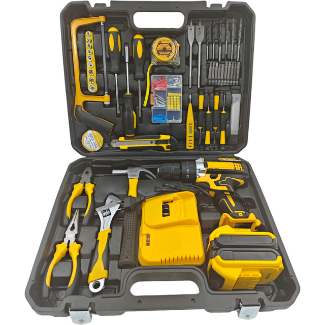 OEM Customizable 21V Lithium Electric Drill Set Powerful Two-Speed Impact Drill with 118 Accessories for DIY and Tools
