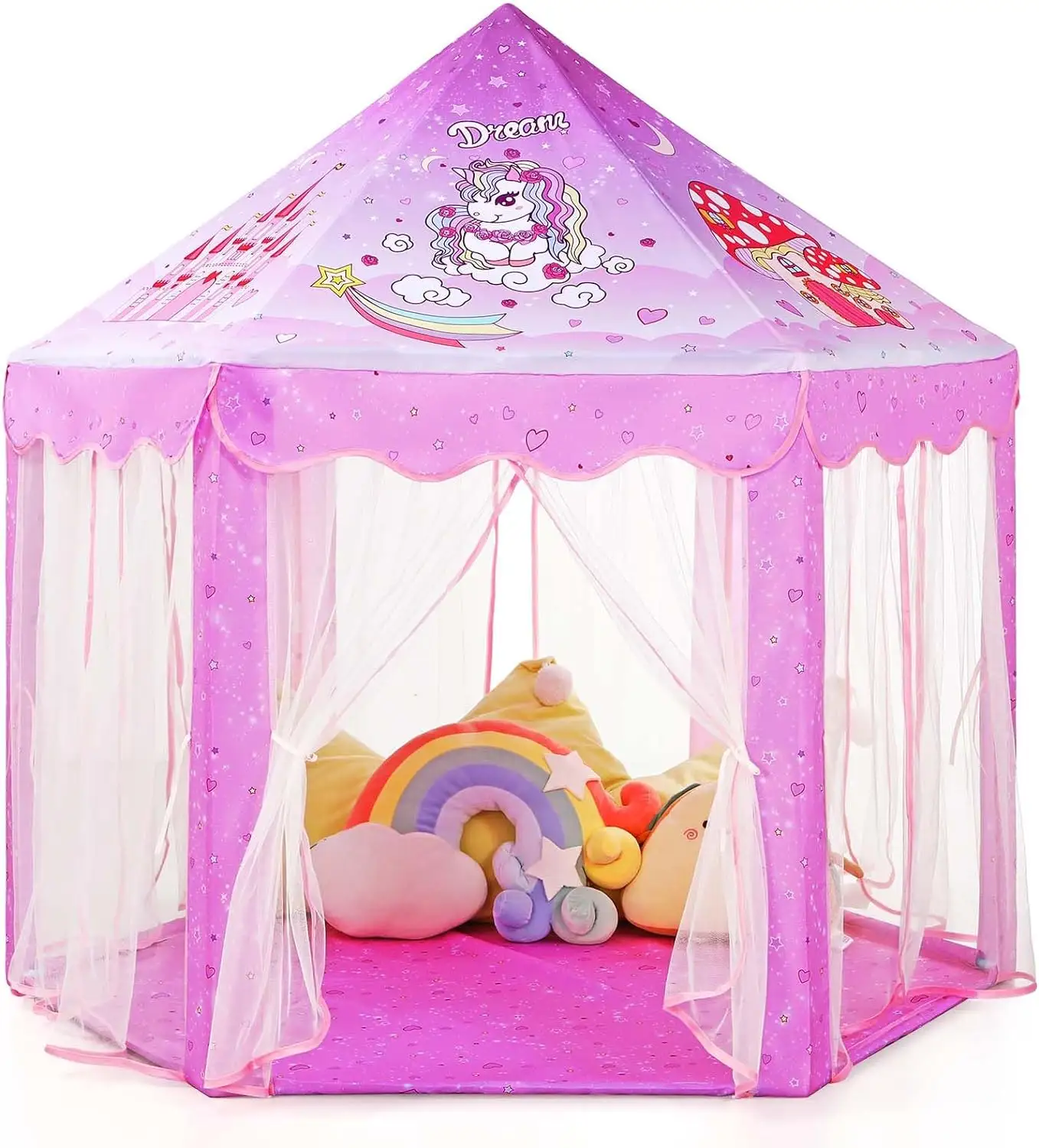 אוהל נסיכות בנות חד קרן בית משחק גדול לילדים טירת משחק אוהל עם אורות כוכבים צעצוע מתנה לילדים משחק פנימי וחיצוני