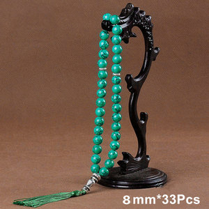Pendentif à pampilles en perles d'agates noires en pierre naturelle, 33 perles de prière, Tasbih islamique musulman, chapelet Allah, bijoux de méditation pour hommes et femmes - Product Image 5