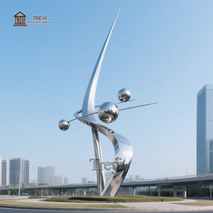 Grande statue extérieure en métal en acier inoxydable Sculpture de <span class=keywords><strong>rond</strong></span>-<span class=keywords><strong>point</strong></span> de ville en acier inoxydable en métal à vendre - Product Image 1