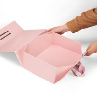 Caja Plegable Ecológica Rosa con Esponja, Asa Magnética en las Cuatro Esquinas, Asa de Cinta Suave para Empaque de Regalos de Moda
