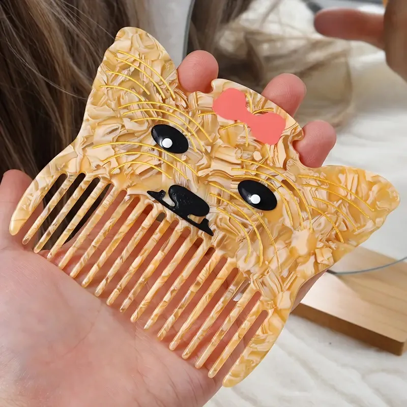 Qianjin Accept Custom Cute Dog Head Hair Styling Comb Anti Static Hairdressing Comb Wide Tooth Hair Comb For All Hair Types