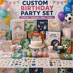 Ensemble de fournitures pour fête d'<span class=keywords><strong>anniversaire</strong></span> sur le thème des événements, en plastique personnalisé, décorations, vaisselle, sacs cadeaux, autocollants, vente en gros - Product Image 1