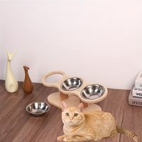 Support de support de bol de chat léger surélevé en bois écologique support d'eau de nourriture surélevé 15 support incliné pour une utilisation en intérieur chats chiens