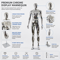 Mannequin homme en argent électroplaqué OEM, corps entier, articulations réglables, mannequin métallique pour vitrine de magasin de détail
