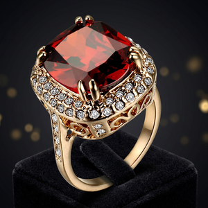 Red Zircon Center Stone <b>Ring</b> with White Zircon Accents Fashion Jewelry Wholesale Handmade Bulk product - Product Image 3