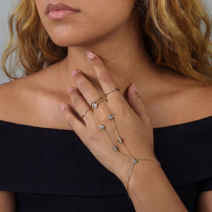 RINNTIN APV05 Brazalete Minimalista para <span class=keywords><strong>Mujer</strong></span>, Anillo <span class=keywords><strong>de</strong></span> Cadena <span class=keywords><strong>de</strong></span> Mano Chapado en <span class=keywords><strong>Oro</strong></span> <span class=keywords><strong>de</strong></span> <span class=keywords><strong>14K</strong></span>, Plata <span class=keywords><strong>de</strong></span> Ley 925, Brazalete <span class=keywords><strong>de</strong></span> Circonita, Joyería Fina - Product Image 1