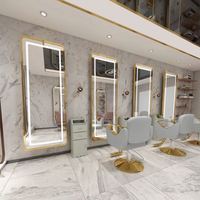 Miroir de Salon de Coiffure et de Maquillage LED Mural Doré Grand Format pour Salon de Beauté - Nouveauté !