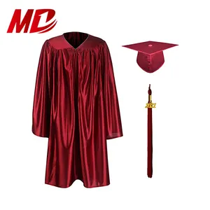 2024 100 % glänzende marrone vorschule baby kinder graduierungskappe und kleider