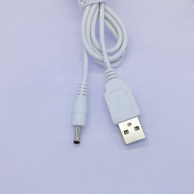 1m White Soft 2C*24AWG Usb to 3.5mm Barrel Jack 5v Dc Power Cable