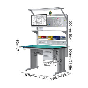 โต๊ะเหล็กอเนกประสงค์ขนาดกลางโต๊ะตรวจสอบโต๊ะทำงานพร้อมไฟ - Product Image 2