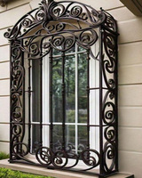 Grille de protection décorative en fer forgé style thaïlandais, résistante au vent et à la corrosion, pour portes, fenêtres et balcons
