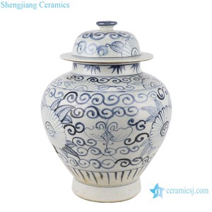RZFB39 Jarre en porcelaine bleue et blanche de Jingdezhen, décorative, peinte à la main, motif de tournesols, style Art déco - Product Image 2