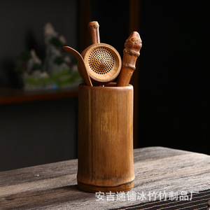 Fragrant Concubine <b>Tea</b> Cylinder <b>Tea</b> <b>Set</b> Six Gentlemen Creative Bamboo Pen Holder Carved Spotted Bamboo <b>Tea</b> Ceremony Cylinder - Product Image 3