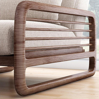Canapé en bois massif OEM ODM, mobilier de salon en coton et lin, style minimaliste, pour usage domestique et commercial, vente en gros directe d'usine