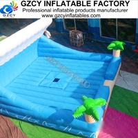 Simulateur de surf mécanique gonflable avec toit, thème tropical, en PVC, pour usage commercial et location événementielle