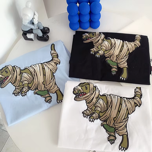 Camiseta Corta de Algodón 100% de Alta Calidad OEM, Tejido Grueso de 250 g/m², Unisex, con Estampado Puff, Talla Grande para Hombre - Product Image 4