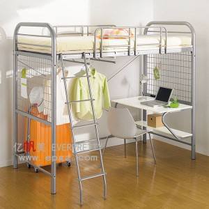 Cama de dos pisos de metal de diseño moderno con <span class=keywords><strong>escalera</strong></span> Almacenamiento de dos niveles de hierro más reciente para dormitorio escolar y dormitorios de hotel - Product Image 6