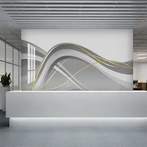 Personalizado 3D moderno lujo línea gris dorado mármol decoración película papel pintado Hotel sala de estar TV sofá Fondo impermeable Mural - Product Image 4