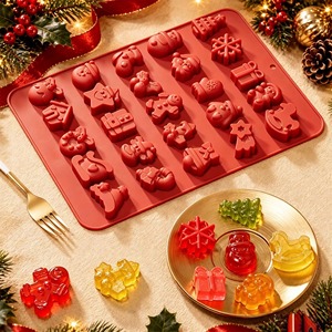 Red <b>Silicone</b> Christmas Chocolate Mold Ice Cube Tray <b>Baking</b> Mould Santa Gift Box Gingerbread Reusable Cake Tool - Product Image 1