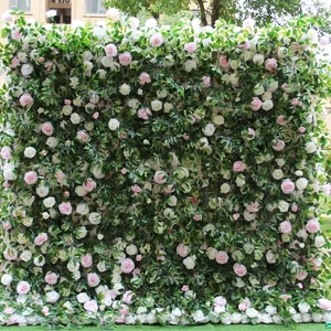 Customized 3D 5D Artificial Flower Wall Backdrop For Wedding Wall Decorations