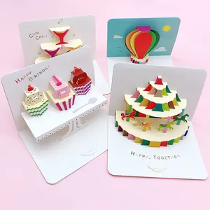 Бумажные всплывающие открытки прекрасные горячие продажи сложенные 3D всплывающие поздравительные подарочные открытки