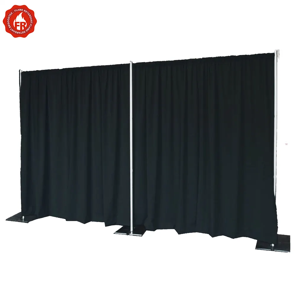high quality flame fire retardant velour stage panel trade show event pipe drape stage curtains
