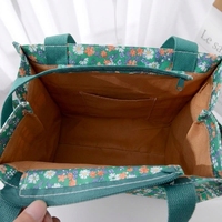 Sac fourre-tout imperméable à carreaux et fleurs, taille moyenne, doublure en tissu TC, taille personnalisable pour les trajets quotidiens et les repas.