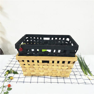 Cesto de Navidad casero ancho plano Holame hogar hecho a mano astillas de madera tejido rectángulo almacenamiento Picnic <span class=keywords><strong>cesta</strong></span> de frutas - Product Image 3