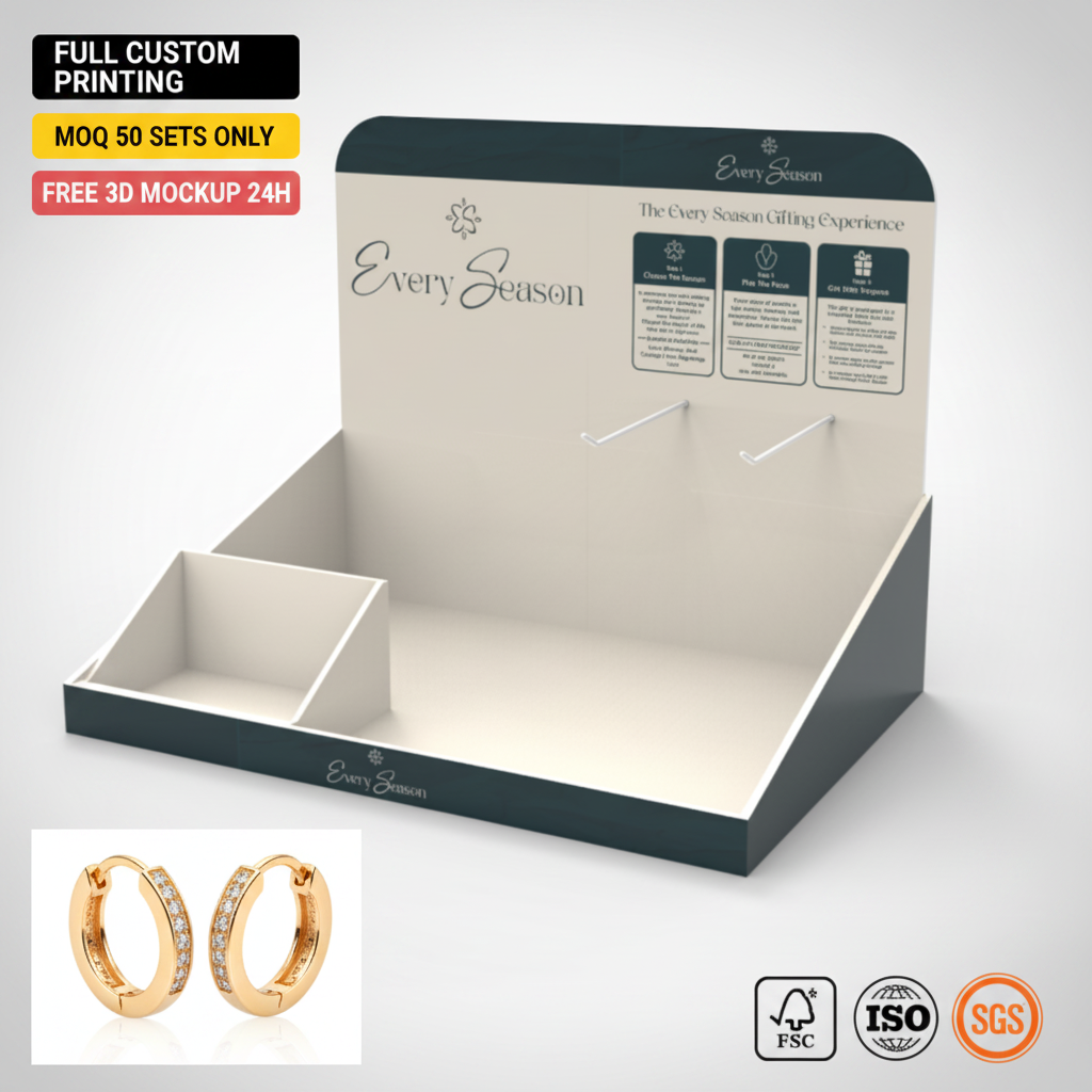 Custom PVC Tabletop Jewelry Showcase Stand Necklace Bust Display Earring Organizer Board L-shaped for Retail Counter OEM