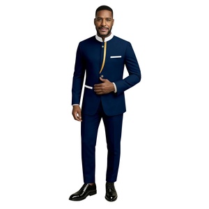 Costume Traditionnel Africain <span class=keywords><strong>pour</strong></span> Hommes, Ensemble Bazin Riche, <span class=keywords><strong>Tenue</strong></span> d'Affaires Personnalisée, Manches Longues, 100% Coton, Veste et Pantalon, <span class=keywords><strong>pour</strong></span> Fête 2526018 - Product Image 1