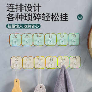 Adhesive Hooks 6 Pack Transparent Removable For Kitchen Door Wall Hanging <b>Clothes</b> <b>Storage</b> Organizing Modern Design - Product Image 3