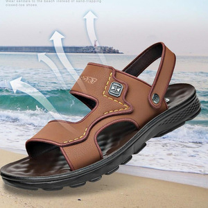 Sandalias Negras para Hombre, Suela Suave Antideslizante, Calzado Casual de Playa para Exteriores, Estilo Slip-On Juvenil 2024 - Product Image 4