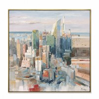Peinture à l'huile 100% faite à la main sur toile, paysage urbain moderne sur mesure, texture urbaine, art mural pour galerie et décoration intérieure