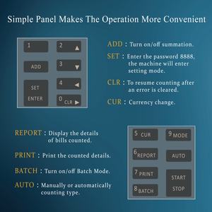 Contador de Billetes Portátil BC-8900 con 2 Compartimentos, Pantalla LED TFT, Reconocimiento Automático de Monedas USD/<span class=keywords><strong>EUR</strong></span>/CAD, Grado Bancario - Product Image 4