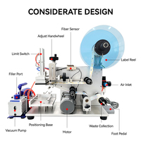 Machine d'étiquetage de surface plane équipée d'une pompe à vide et d'un capteur à fibre optique, applicateur d'autocollants pour flacons de parfum et contenants en plastique