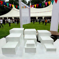 Supports de présentation carrés en acrylique de haute qualité pour buffet, blancs, pour la décoration de mariage et d'hôtel