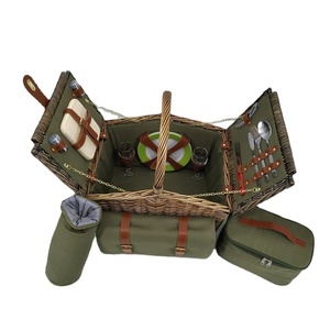 Cestino di frutta di vimini fatto a mano all'ingrosso del pane di stoccaggio del Rattan di Picnic con la fodera del <span class=keywords><strong>tessuto</strong></span> - Product Image 1