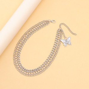 Chaîne de chaussures à pendentif papillon en métal tendance pour bottes Martin, accessoire unisexe pour usage quotidien, en alliage de zinc blanc K - Product Image 2