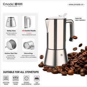 <span class=keywords><strong>Cafetera</strong></span> Moka de Acero Inoxidable Premium, <span class=keywords><strong>Cafetera</strong></span> <span class=keywords><strong>Italiana</strong></span> Resistente para Espresso - Product Image 3