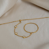 Bijoux pour femmes, tendance américaine, mode haut de gamme, zircon blanc, acier inoxydable, plaqué or 18 carats, chaîne de doigt élégante