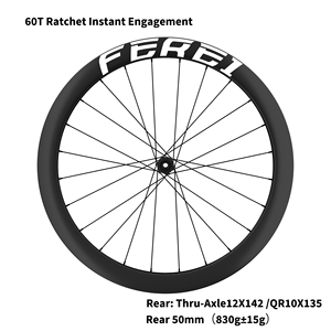 Roues de vélo de route Ferei 700C, meilleur rapport qualité-prix, moyeux de route en carbone, frein à disque céramique 24h, frein à disque avant et arrière, finition brillante, TUBELESS UD - Product Image 2