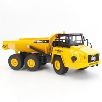 Camion benne électrique Huina 1553 télécommandé 1/16 pour enfants, en métal, avec son et lumière, portée 25 m, prêt à l'emploi