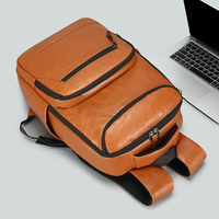 Sac à dos multifonctionnel en PU pour hommes, grande capacité, sac pour ordinateur portable, double poche principale, sacs en cuir imperméables de qualité supérieure