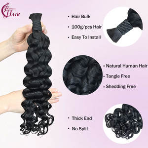 Cheveux humains vierges naturels noirs italiens bouclés en vrac FH pour tresses, extensions de cheveux sans trame - Product Image 4