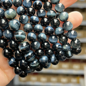 Bracciale all'ingrosso classico di alta qualità con perle in pietra naturale occhio di <span class=keywords><strong>tigre</strong></span> blu, effetto occhio di aquila e occhio di gatto, unisex, in cristallo e argento - Product Image 3