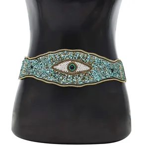 Handgemaakte Bohemian Taille Riem Eye Kralen Elastische Verklaring Belly Body Chain Jurk Riem Etnische Sieraden