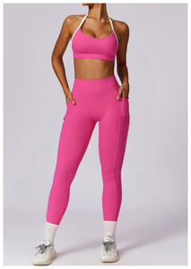 Aoyema Sexy Set Yoga Personalizzato con Collo <span class=keywords><strong>Aderente</strong></span> e Schiena Scoperta, Completo Fitness ad Asciugatura Rapida per Corsa e Sport da <span class=keywords><strong>Donna</strong></span> - Product Image 5