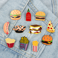 Bros Pin Makanan Lucu Kartun Kentang Goreng Hamburger Pizza Enamel Badge Sandwich Salad Hot Dog Pin Kerah Tas Perhiasan Hadiah untuk Teman