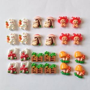 100 pièces Simulation dessin animé animaux Flatback résine jardin Cabochon champignon <span class=keywords><strong>lapin</strong></span> décoration bricolage Scrapbooking artisanat accessoires - Product Image 1